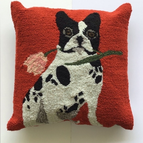 Liore Manne Other - Frenchie Dog Liora Manne Frontporch Pillow Flowery Frenchy Red 18x18” Tulip Zip